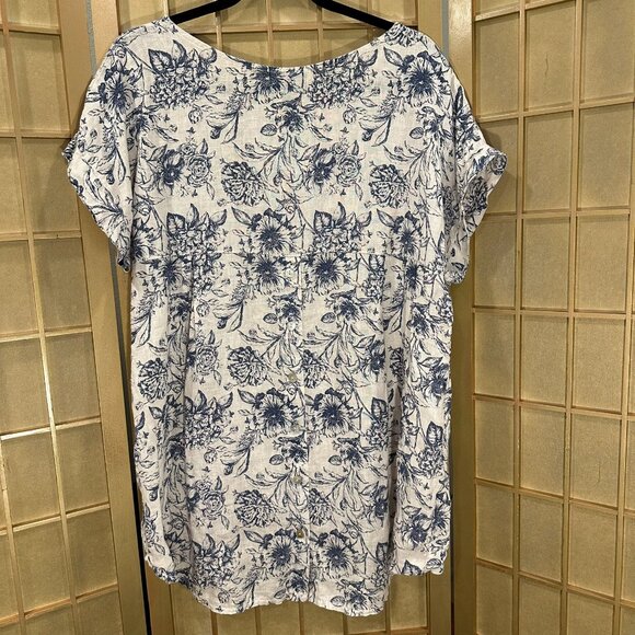 Beautiful Terzo Millennio Blouse/Top/Tunic 100% Linen, Made in Italy Top Medium - Picture 5 of 7